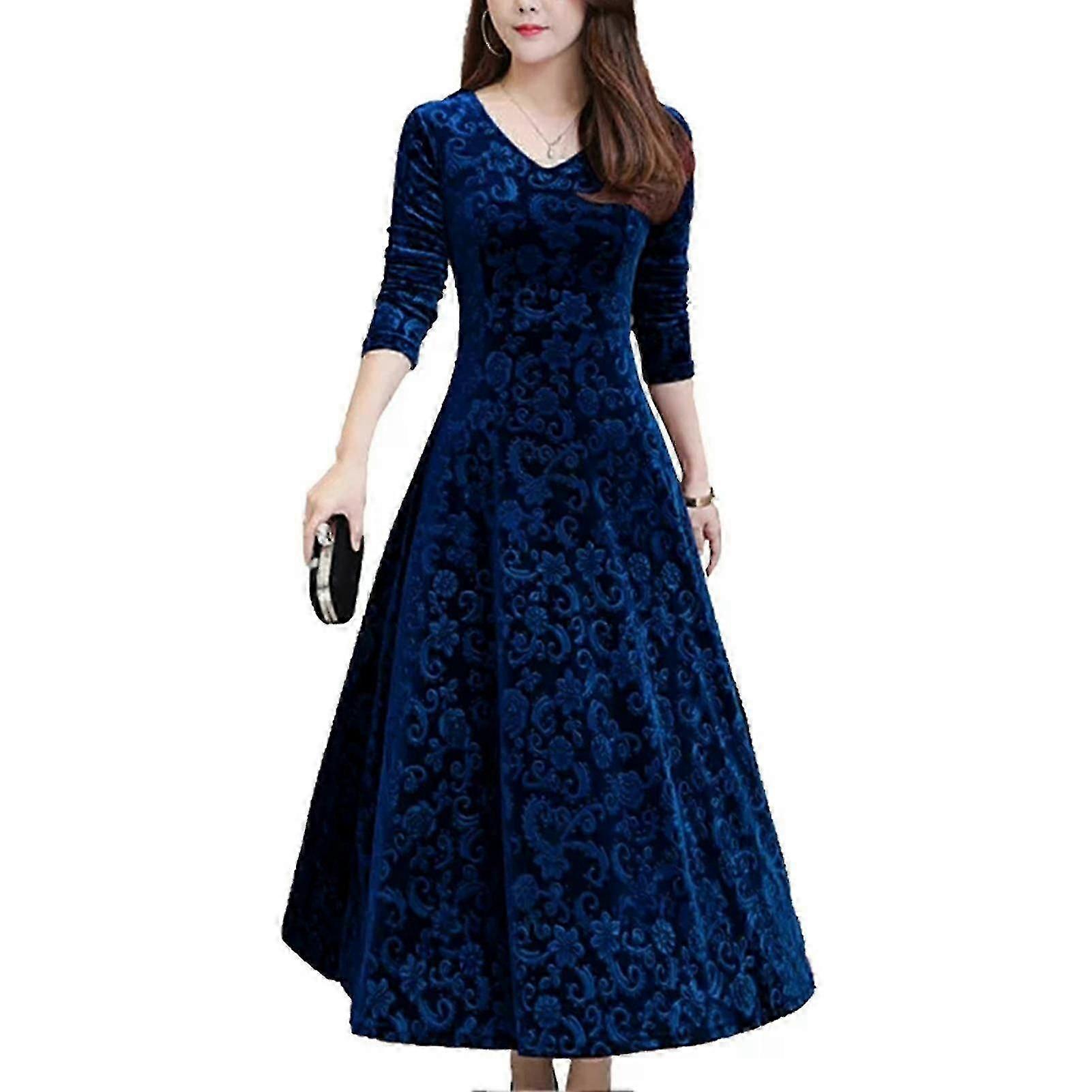 Robe décontractée en velours pour femme, col en V, style français, élégante, coupe ajustée, pour soirée, mariage