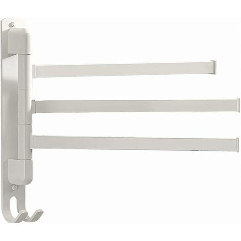 Wall-mounted bathroom towel rack with hooks, space-saving, 3 poles.