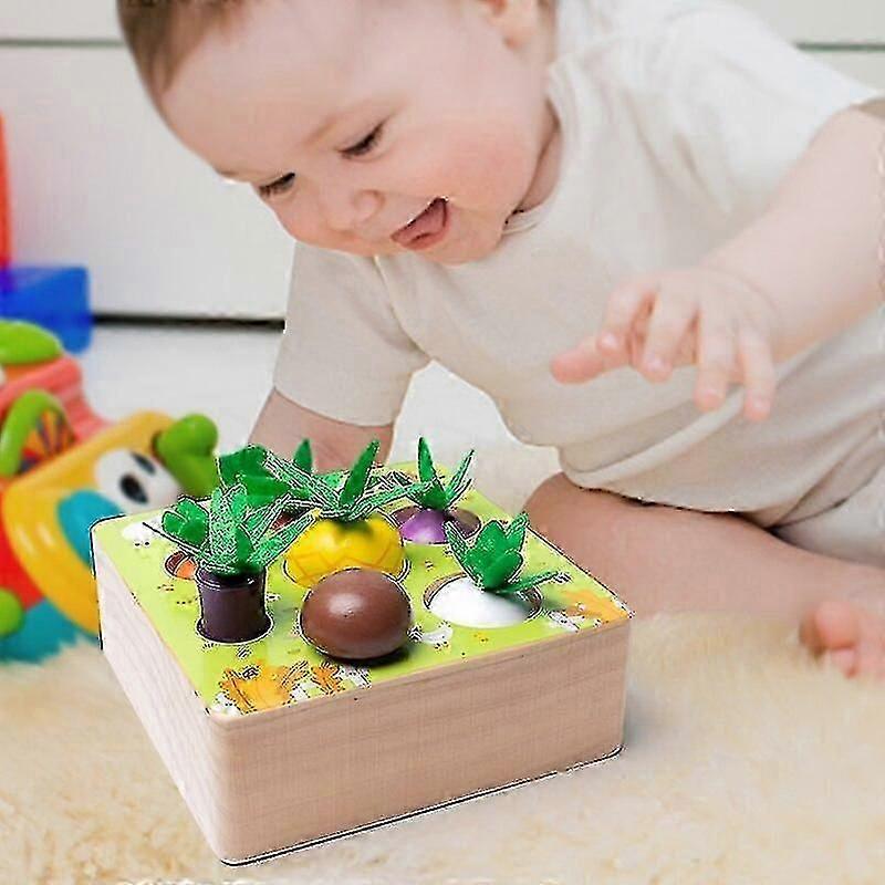 プレイセット木製のおもちゃ赤ちゃんはにんじんの形をマッチサイズ認知教育の子供木製の赤ちゃんのおもちゃ、農場を引っ張る