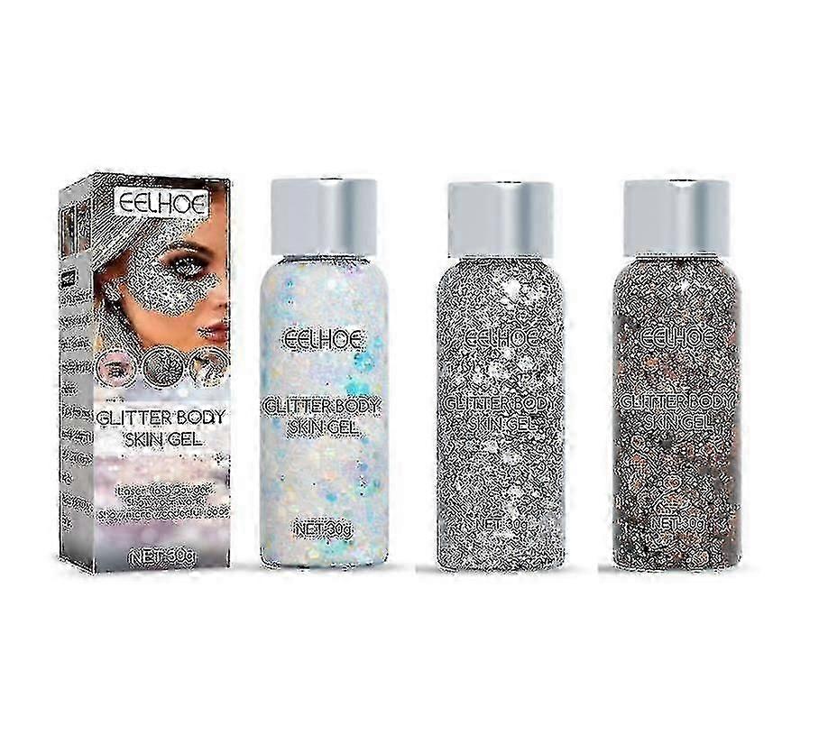 Eelhoe Sequin Gel Set Makeup Fish Scale Sequin Gel Glitter Stage Performance Eyeshadow Makeup Props