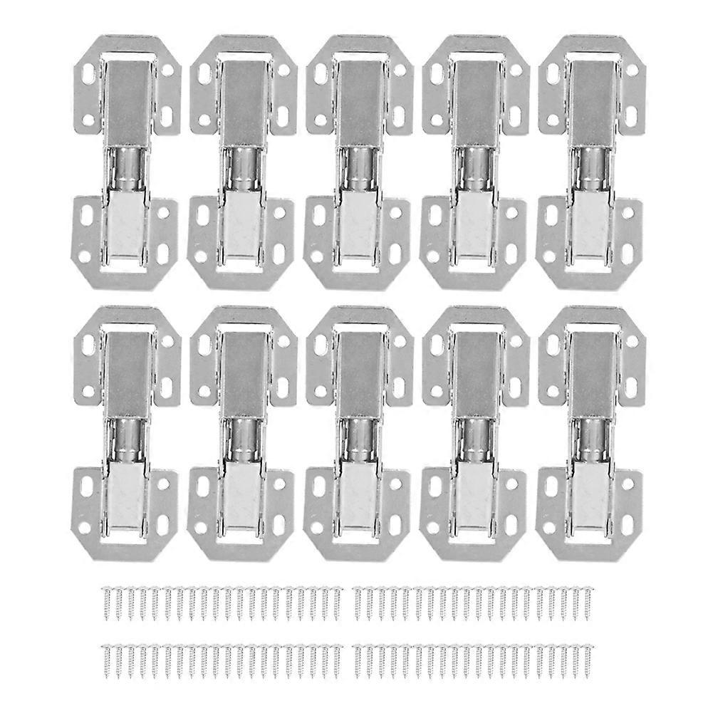 10PCS Cabinet Hinges Free Drilling Hole Cupboard Door Opening Furniture Hardware with Screws