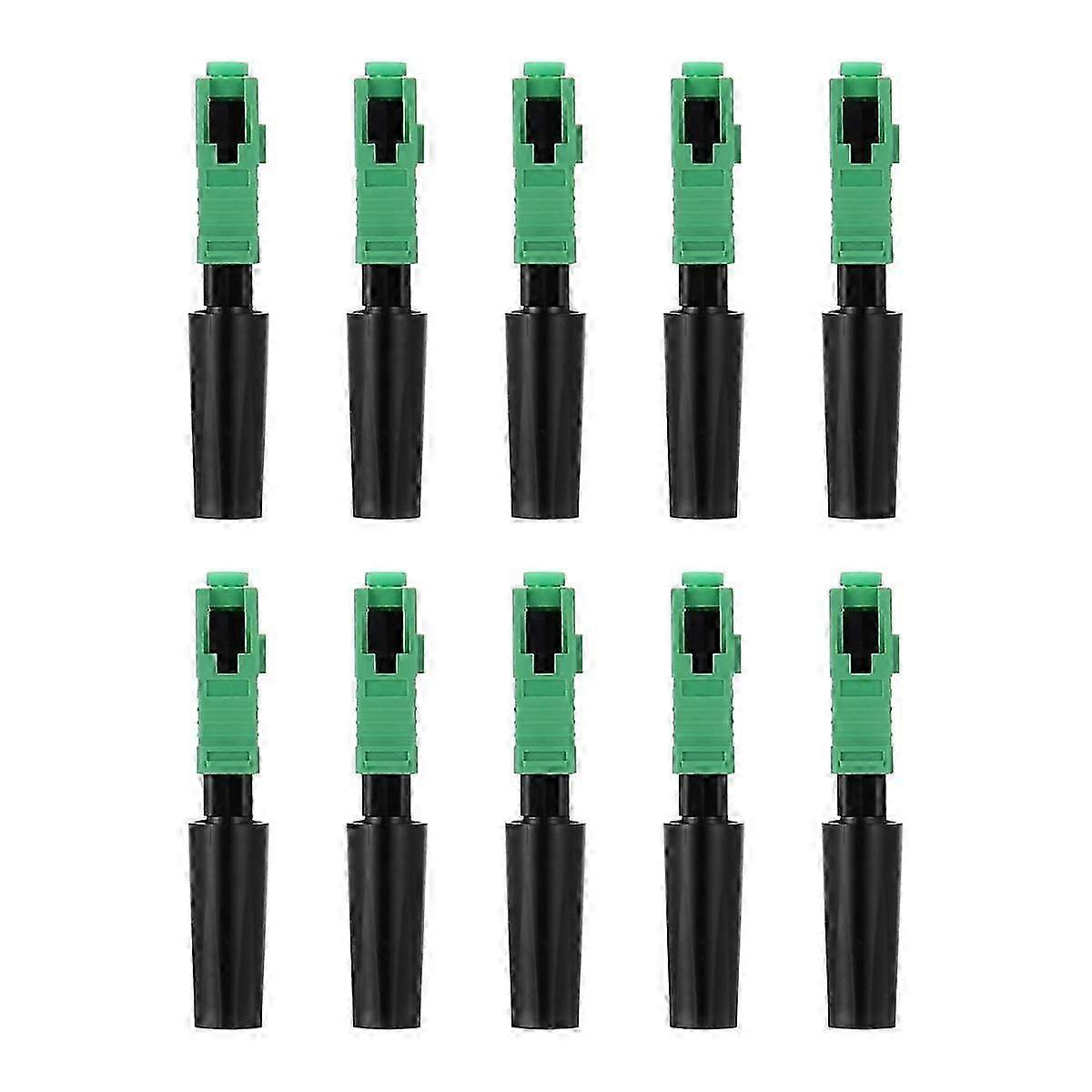 10pcs Ftth Embedded Quick Connector Sc/ Green Plastic Fiber Optic Connector