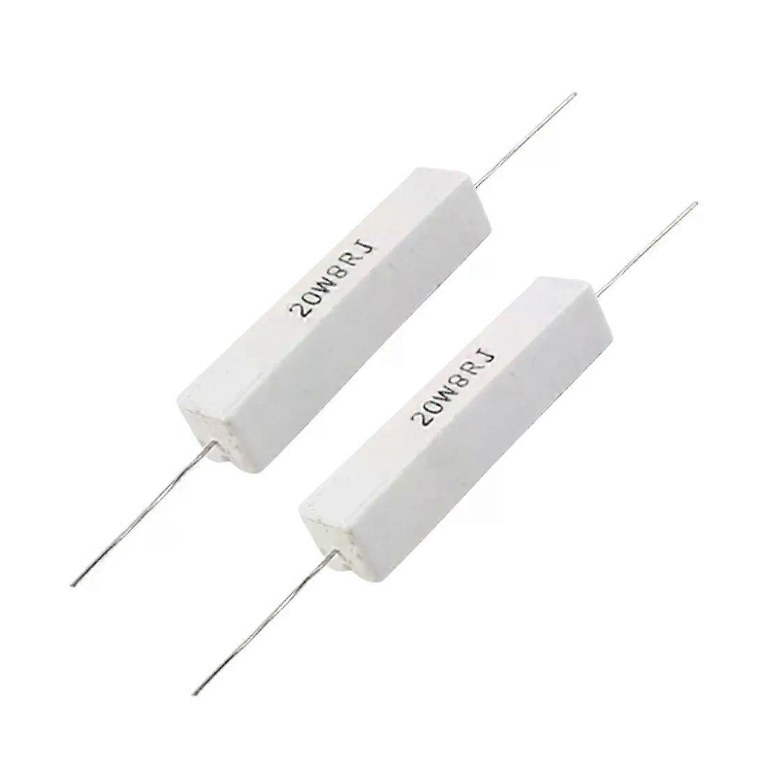 2 Pcs Wire Wound Ceramic Cement Resistor 8 Ohm 20W 5%