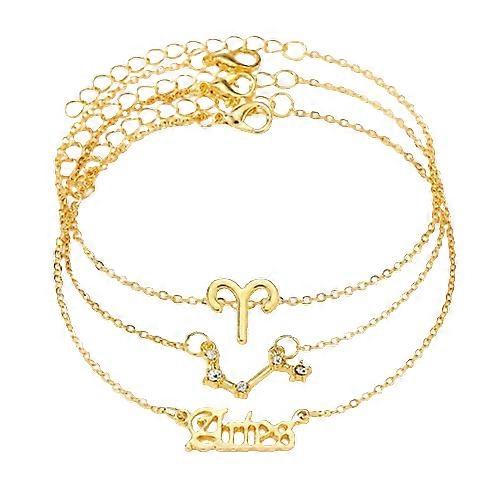 حجر الراين 12 كوكبة سوار الخلخال للنساء مجموعة المجوهرات أزياء نجمة زودياك الكاحل برج العذراء ليو برج الحمل اكسسوارات الشاطئ