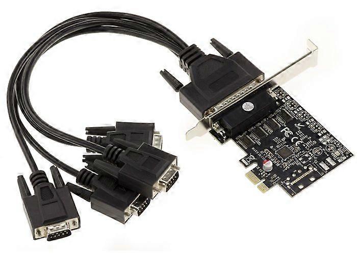 PCI Express Card - ASIX - RS232 4 Ports - Compatible with Windows and Linux - MOSCHIP 99100 Chipset - Black