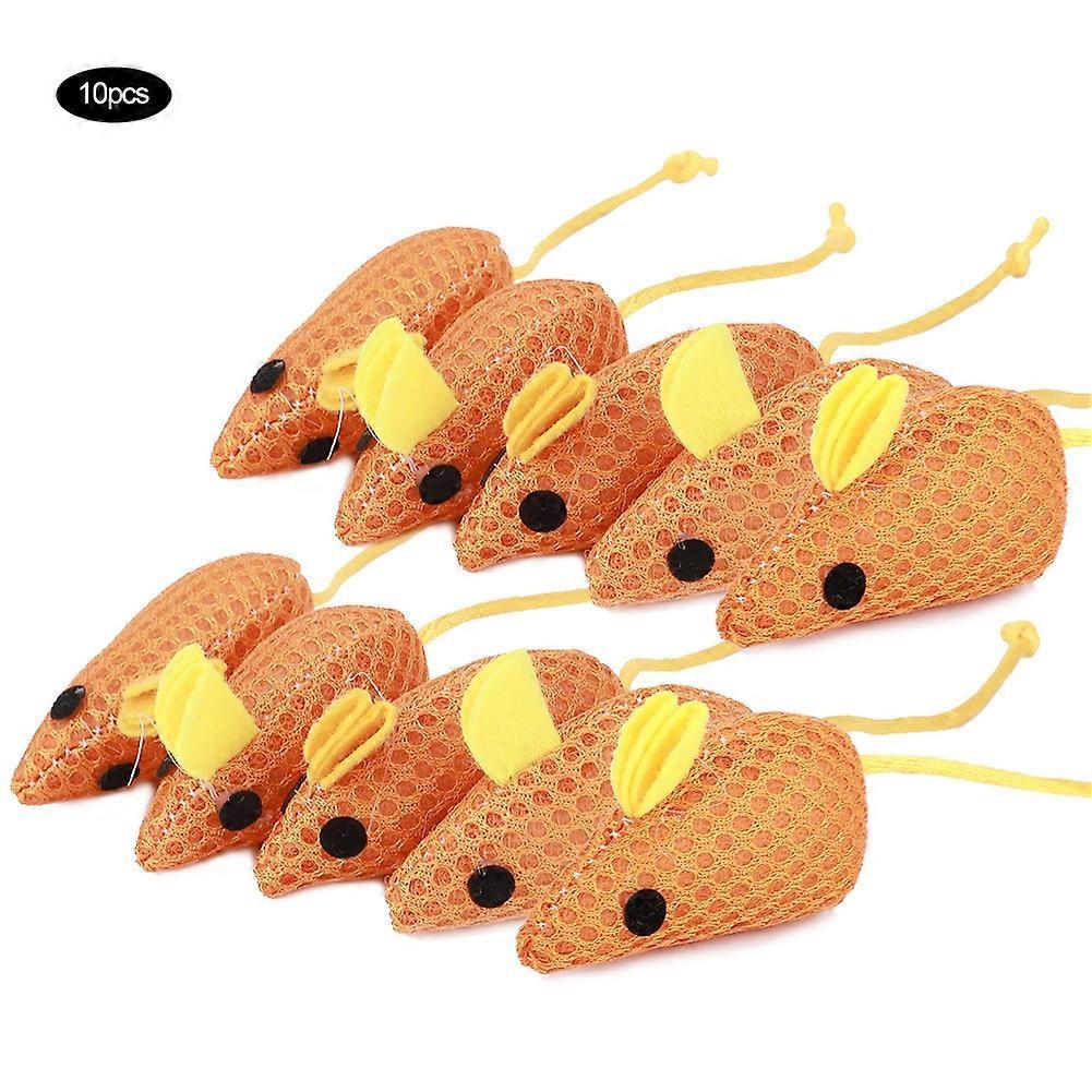 10PCS Cat Teaser Toys with Cloth Mouse Design, Soft Material, Colorful, Interactive Play for Cats and Kittens