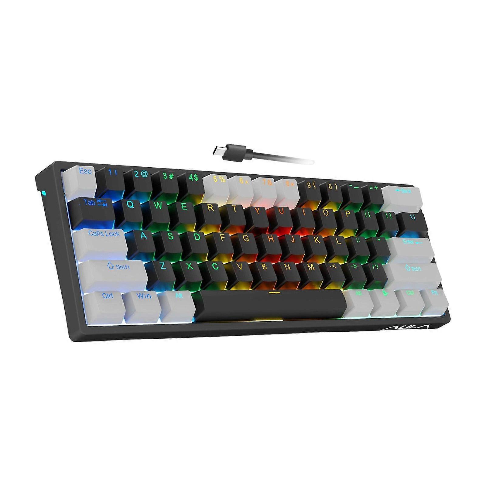 Mechanical Gaming Keyboard 61 Keys 60 Percent Rainbow Backlit Compact Wired