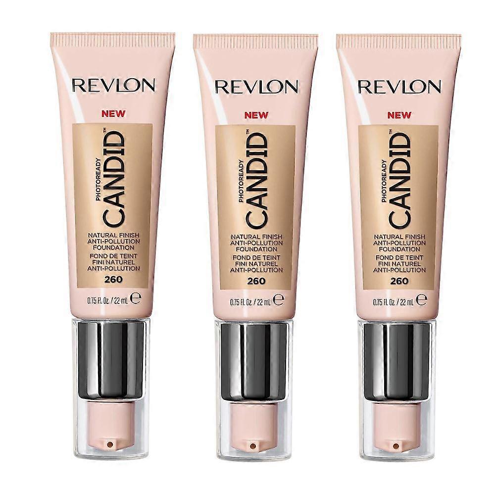 3 x Revlon Photoready Candid Natural Finish Foundation 22ml - 260 Chai