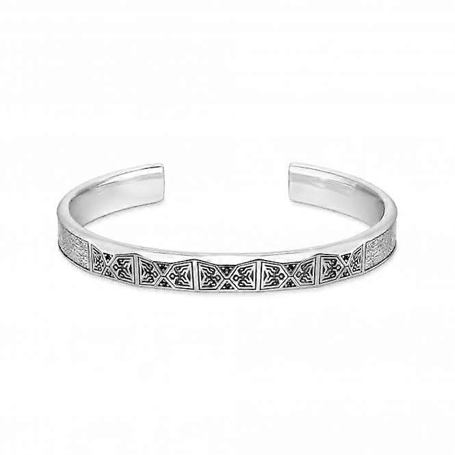 Sterling Silver Faceted Black Stones Bangle AR113-643-11