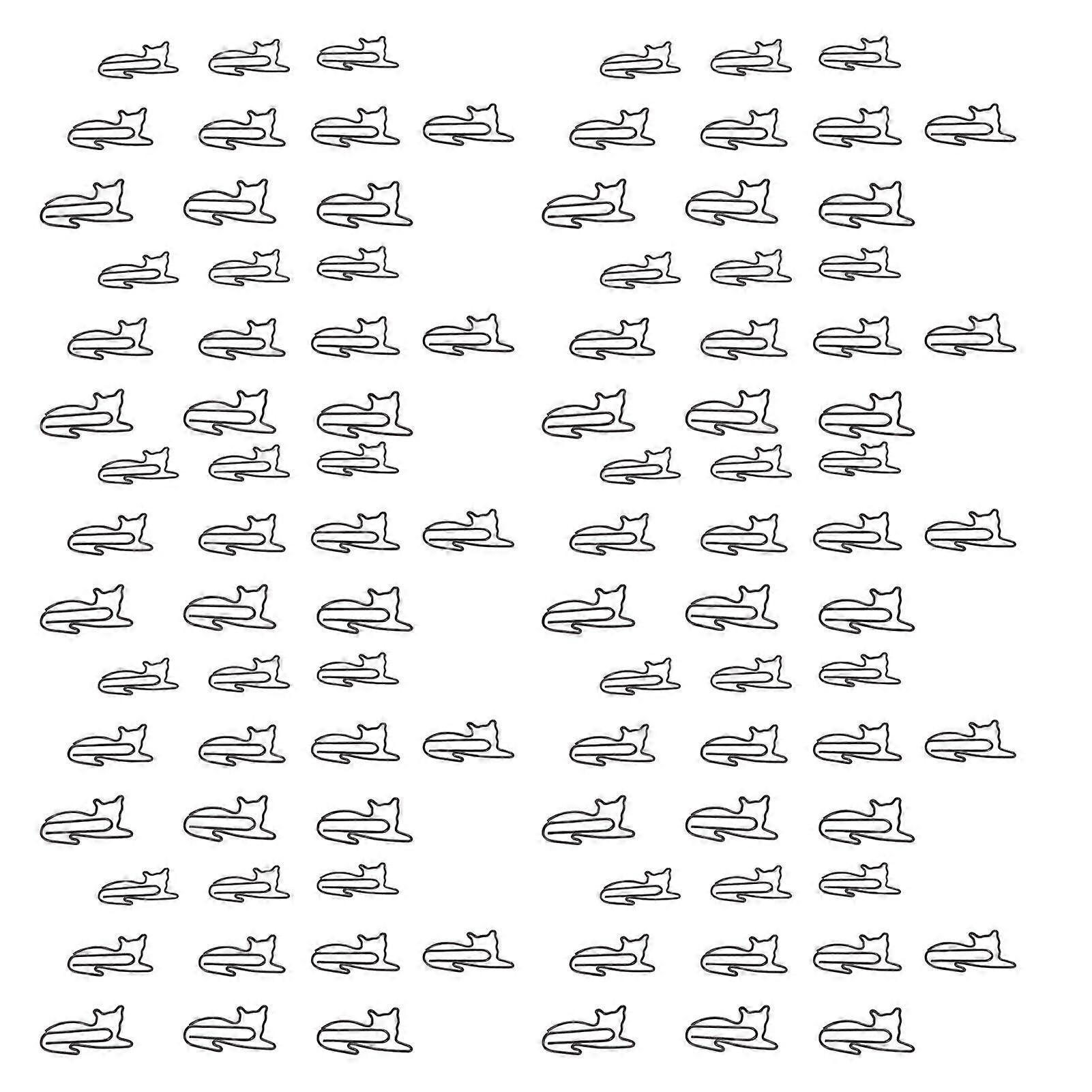 100pcs Cat Shape Paper Increased Slip Resistance Rustproof Metallic Paper Clips for Office School