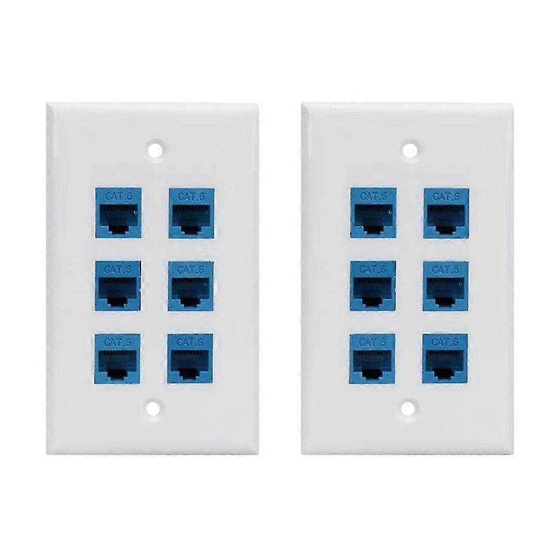 2X Cat 6 Ethernet Piastra a muro 6 porte, Piastra a muro Ethernet femmina-femmina rimovibile compatibile con Cat