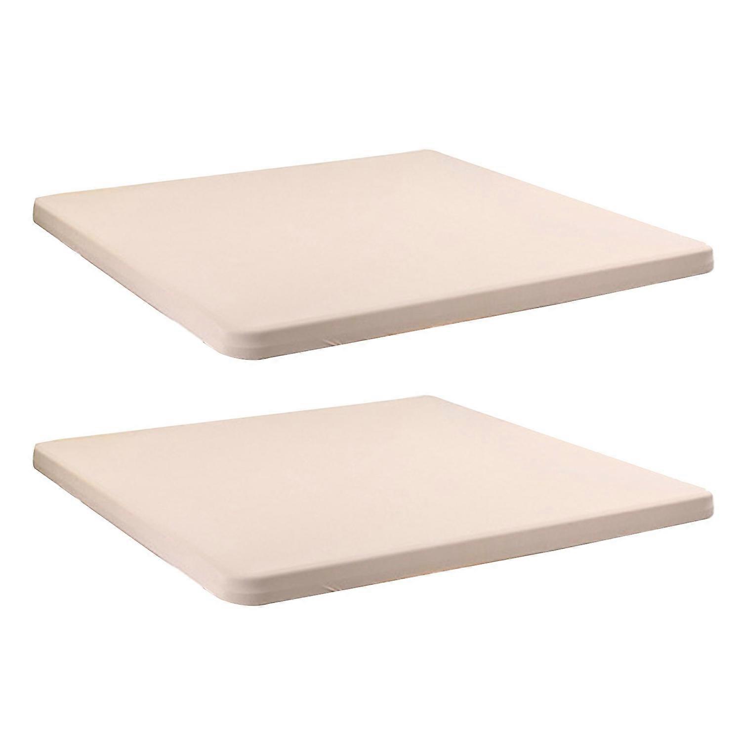  2 Pcs Stretchy Fitted Table Cover 34x34 Inch Square Tablecloth with Elastic Edge Solid Color Table