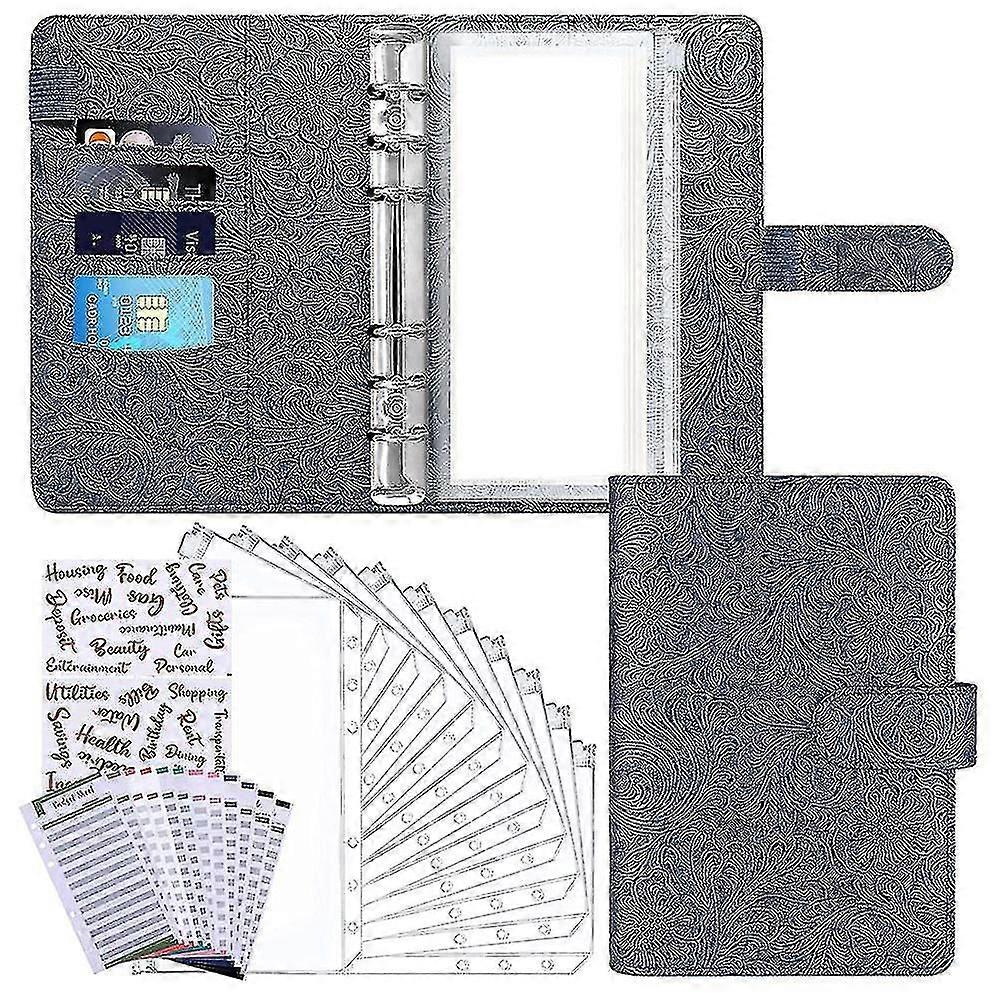 Budget Binder With Zipper Envelopes, Cash Envelope With 8 Clear Pockets,6-ring Binder With 2 Label Stickers