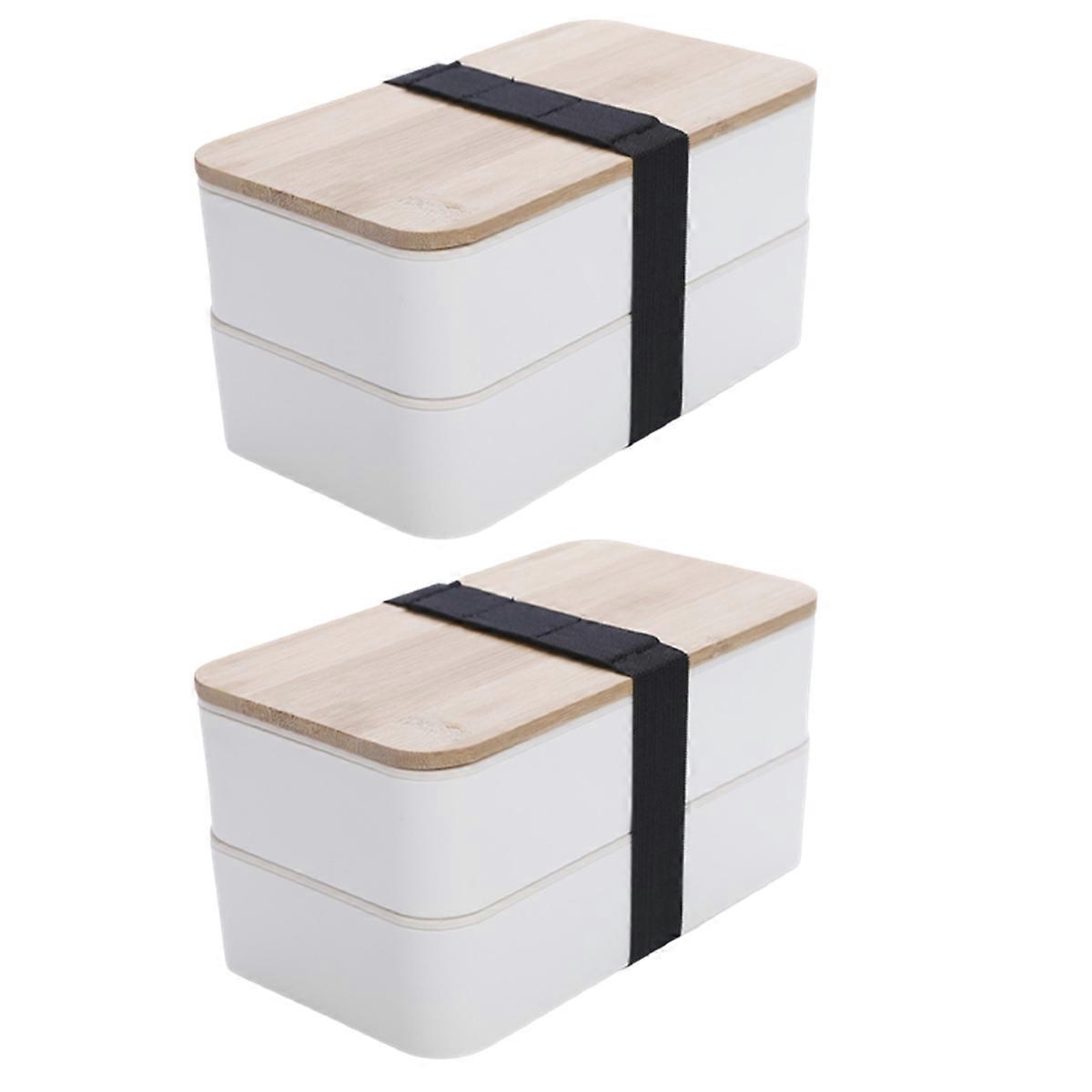 Japanese Style Lunch Box Simple Double Layer Lunch Box White