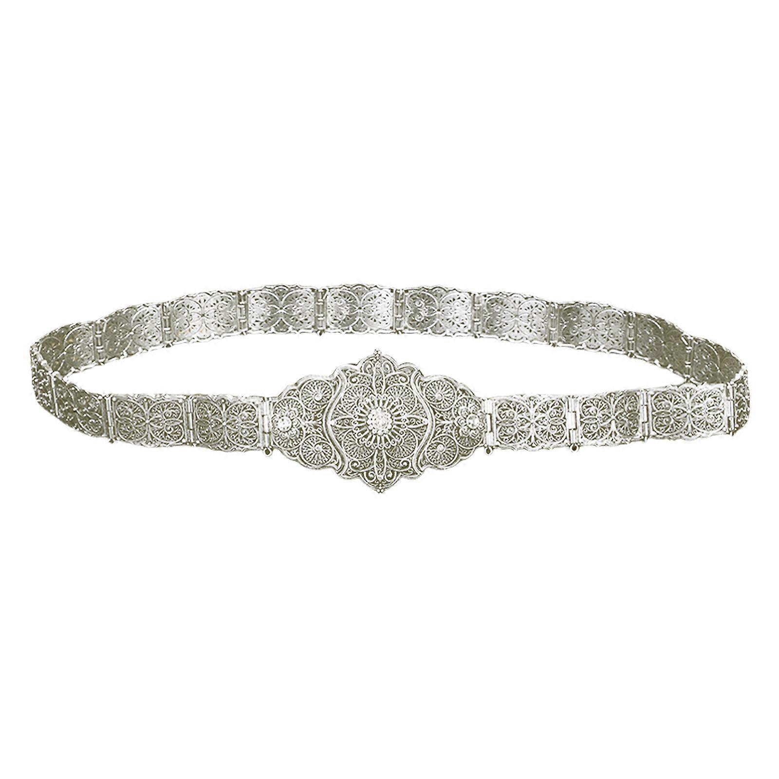 Exquisites Waistband Holiday Styles Ζώνη Μέσης Μαλακή Novetly Γυναικεία Αλυσίδα Μέσης για Πάρτι και Φεστιβάλ ασημί λευκό