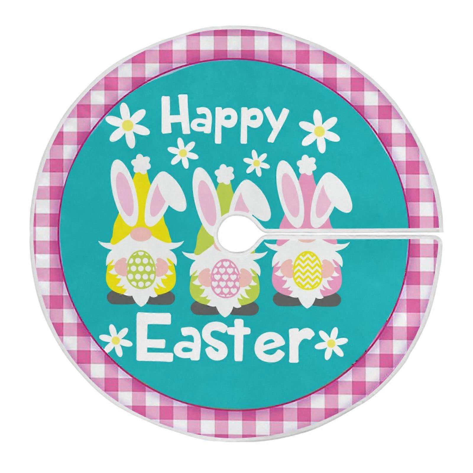 Easter Tree Skirt 36 Inch, Egg & Bunny Design, Indoor Outdoor Use