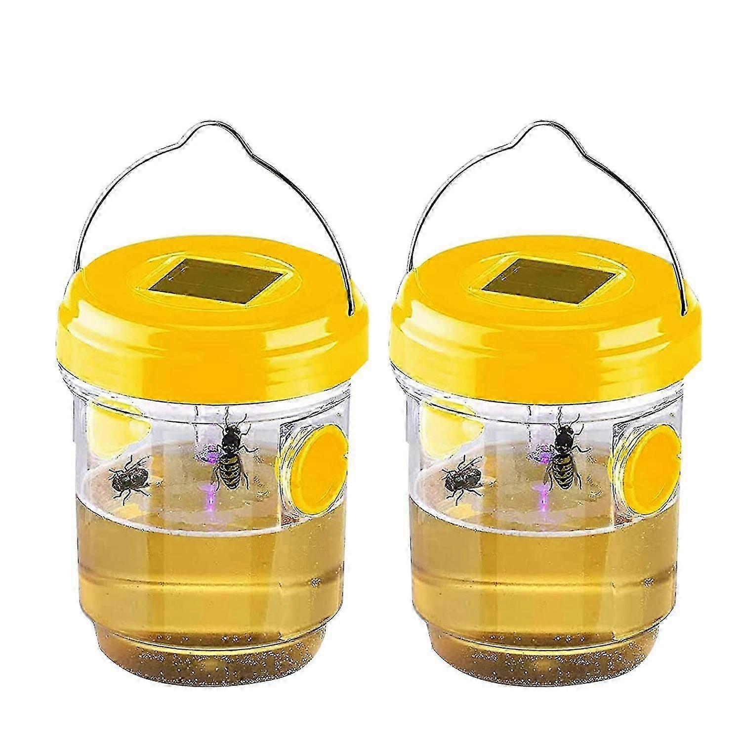 For 2 Pack Solar Wasp Trap Outdoor Hanging with Light for Insect Control