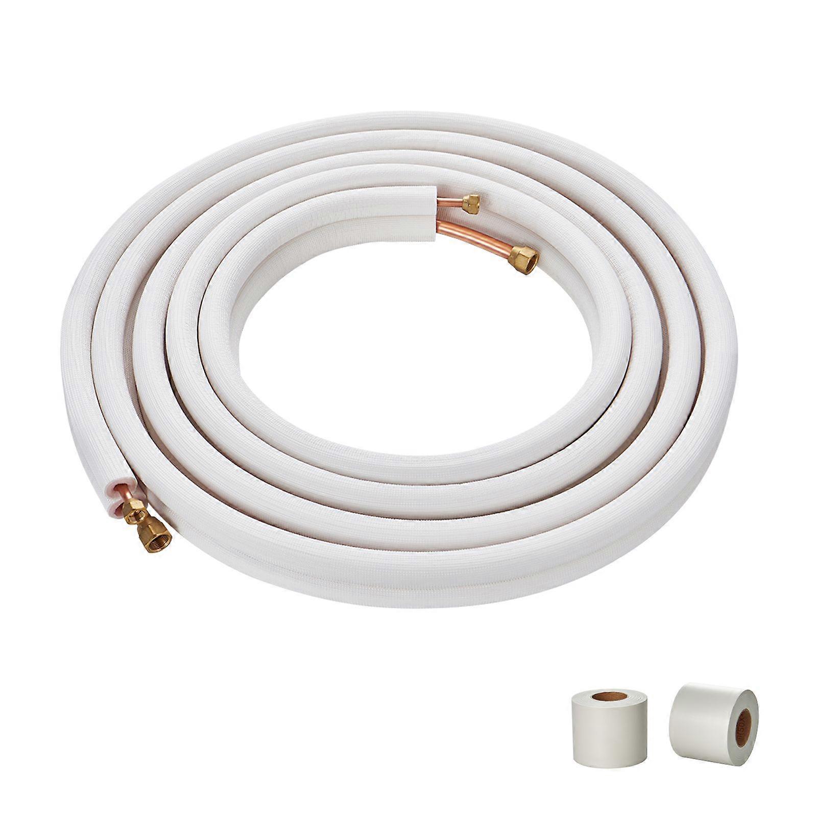 25-Fuß-Split-Line-Set, 1/4" & 1/2" OD-Kupferrohre und dreischichtige Isolierung für Mini-Split-Luft- oder Wärmepumpenausrüstung und HLK.