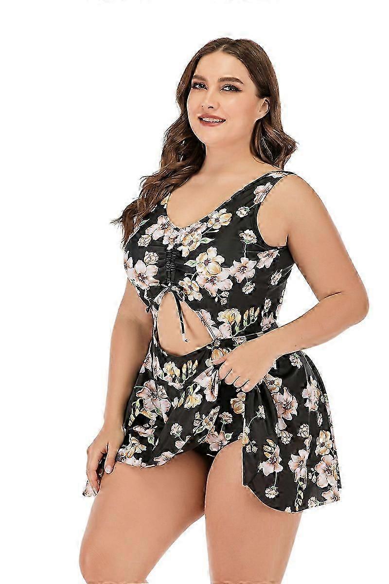 Plus storlek Blommigt Tryck Halter Badkläder One Piece Badkläder
