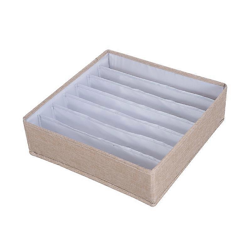 Foldable Drawer Clothes Storage Box, Spec: 7 Grids (Linen)
