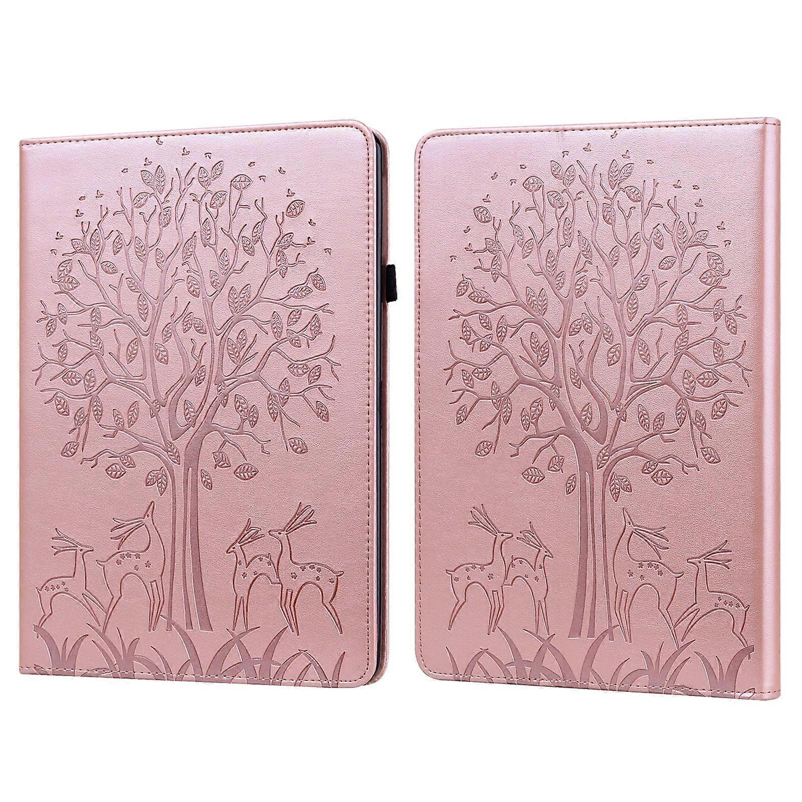 For Amazon Kindle Paperwhite 5 2021 Tree & Deer Embossed Leather Tablet Case