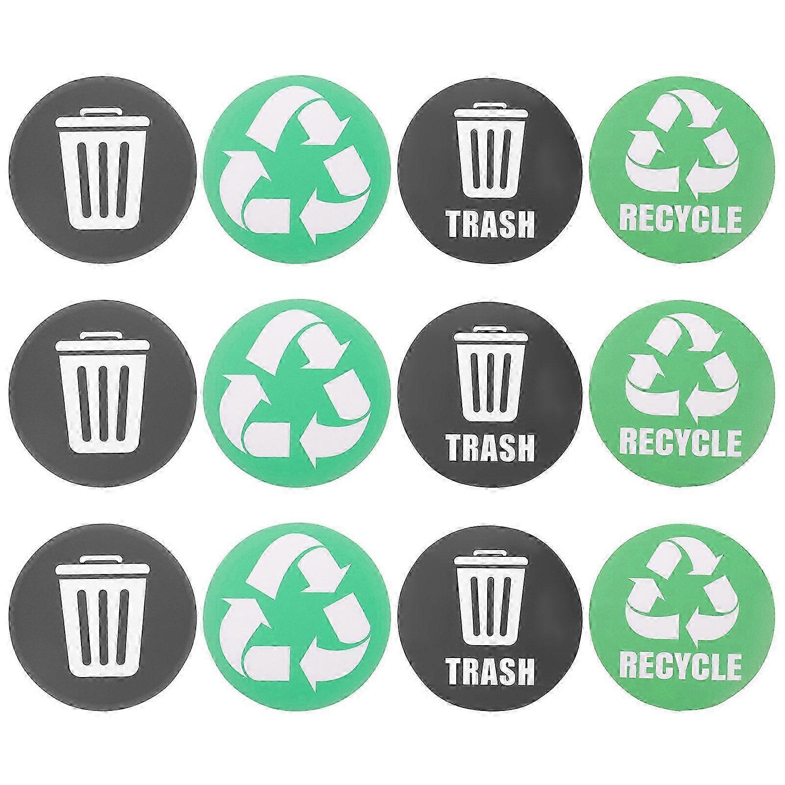 Self-adhesive Garbage Classification Stickers for 12-Piece Recycling Trash Can