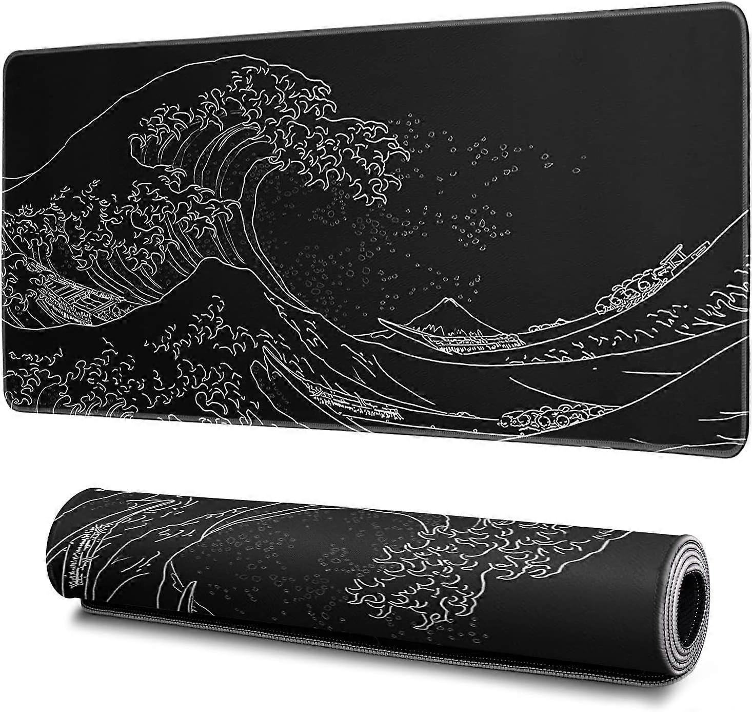 Game mouse pad abstract black mouse pad 30*60cm black wave texture anti-slip rubber base large ocean mouse pad