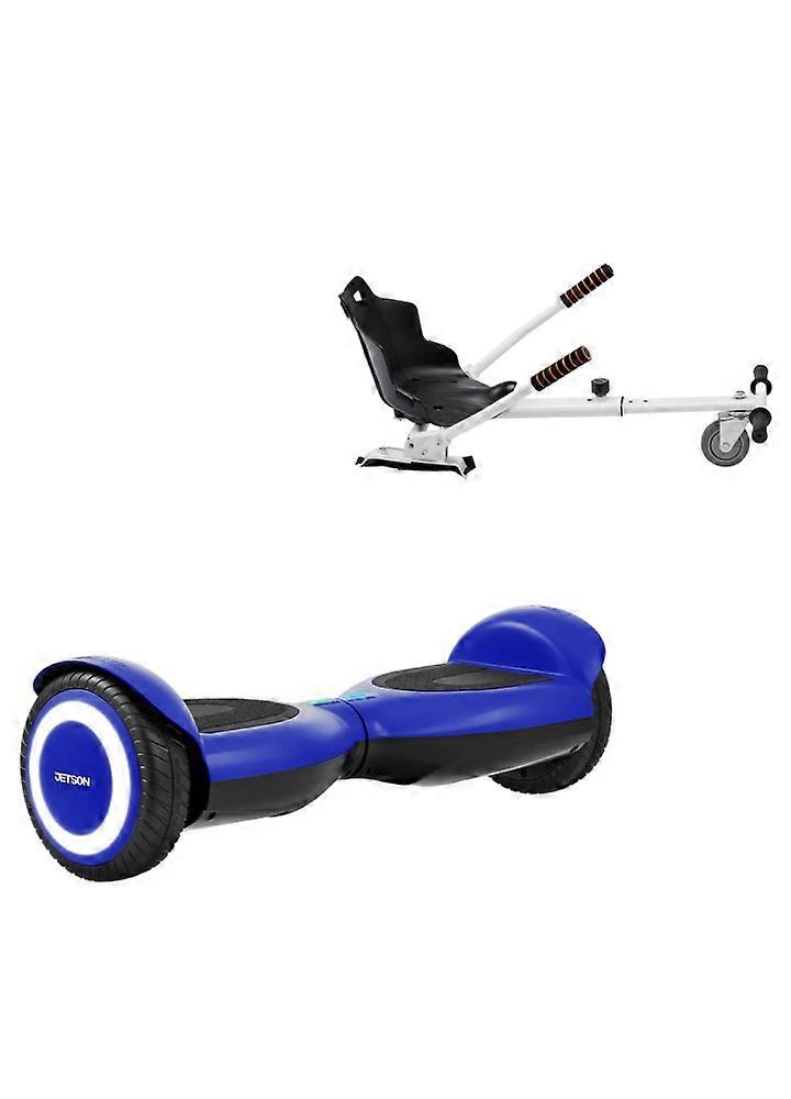 Hoverboard de 6,5 polegadas com Hoverkart padrão, Jetson Prism Blue, faixa padrão e assento ergonômico branco, Smart Balance