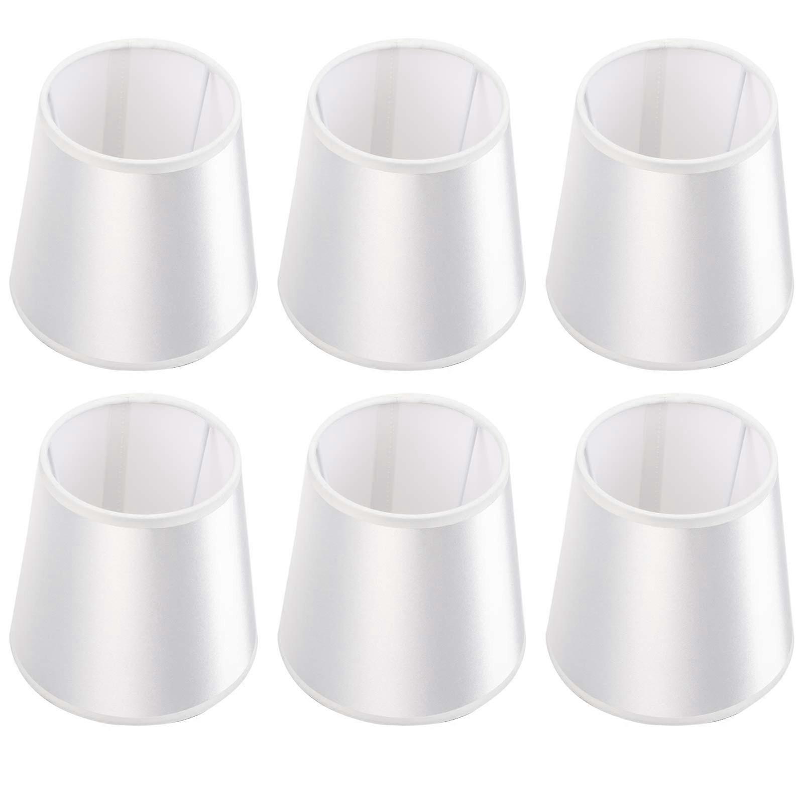 6 Pcs E14 Bulb Lamp Shades Replacement, Small Clip-On Table and Floor Lampshades for Wall Lights, Beige Fabric