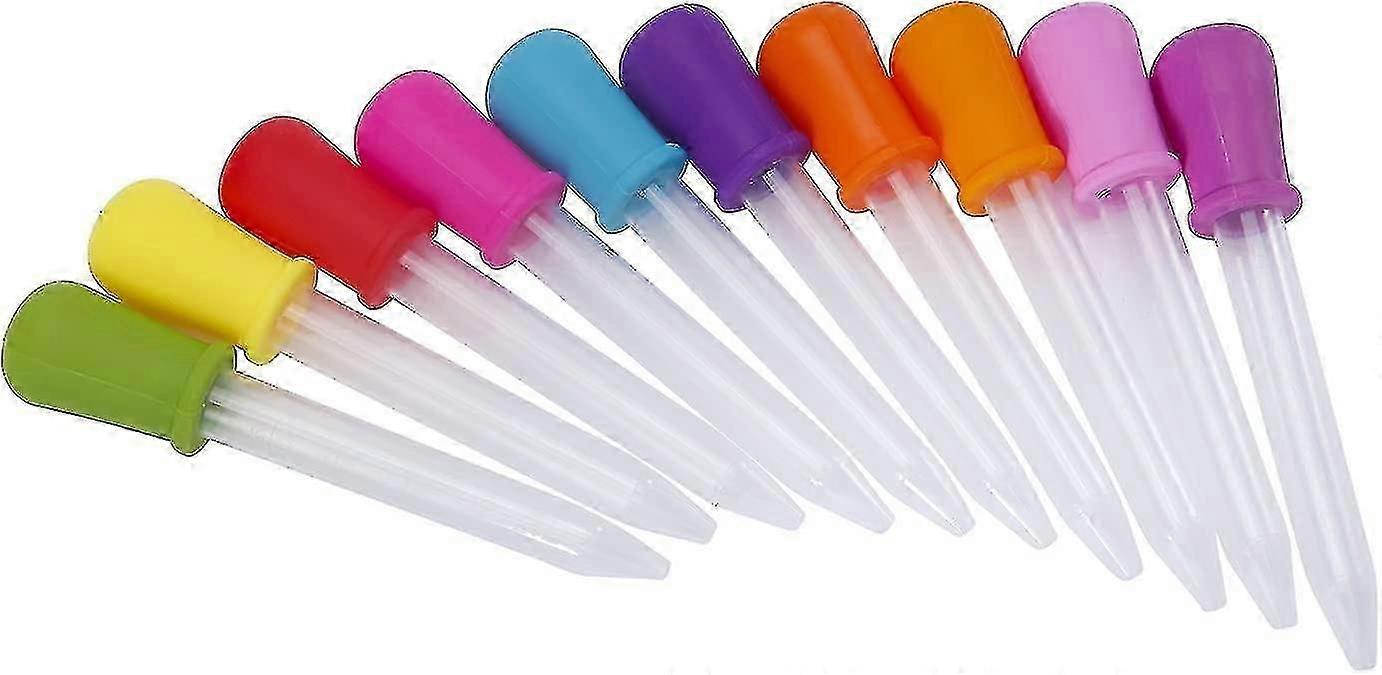 10 kusů tekuté pipety silikonové a plastové pipety pro cukroví olej dětská kuchyně, 5ml, 10 barev