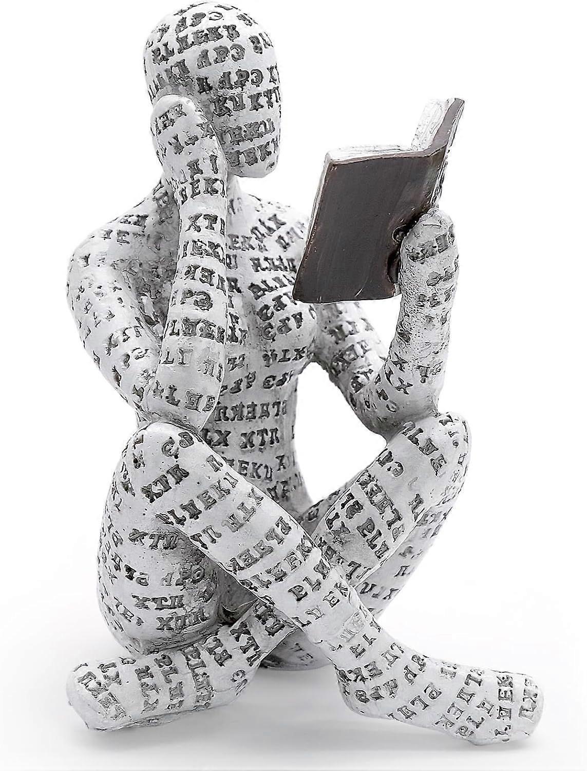 Abstract Woman Thinker, Bookworm Sculpture Bookshelf Decoration Reading Woman Figurine Statue Reading Figurine Sculptures Thinker Ornaments for Living
