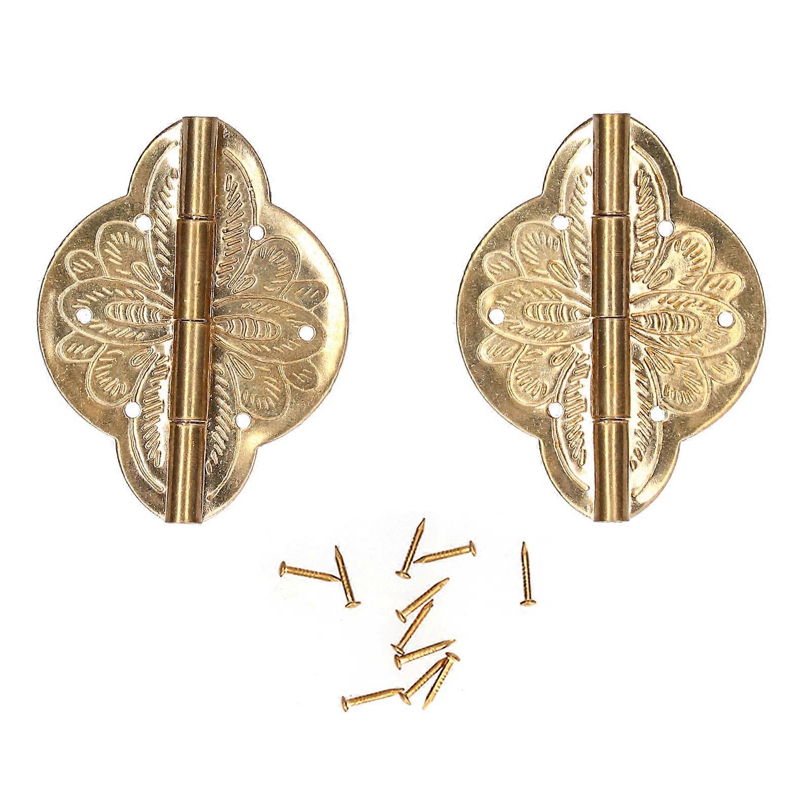 2 Sets Antique Hinge Small Brass Hinge For Drawer Door Cabinet Wardrobe Folding Table Home