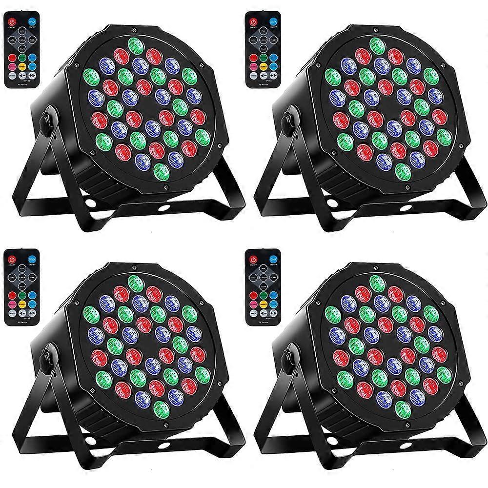 Par Lights 4 Pack, RGB 36 LED Stage Light Sound Activated DMX Control, 7 Modes Uplighting with Remote
