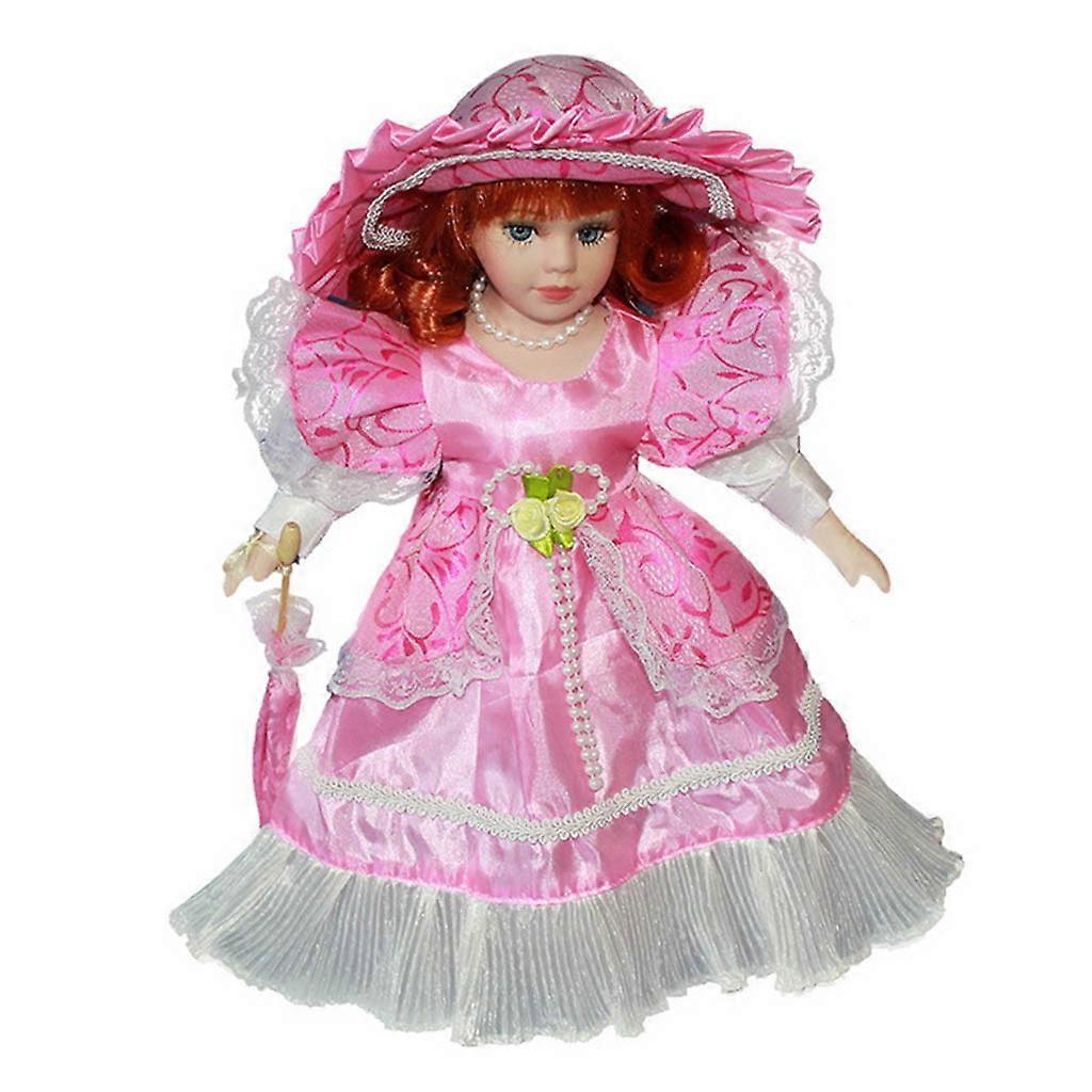 ビクトリア朝様式の磁器人形ミニピープルフィギュア赤いドレスと帽子の子供の誕生日プレゼント大人の絶妙なコレクション
