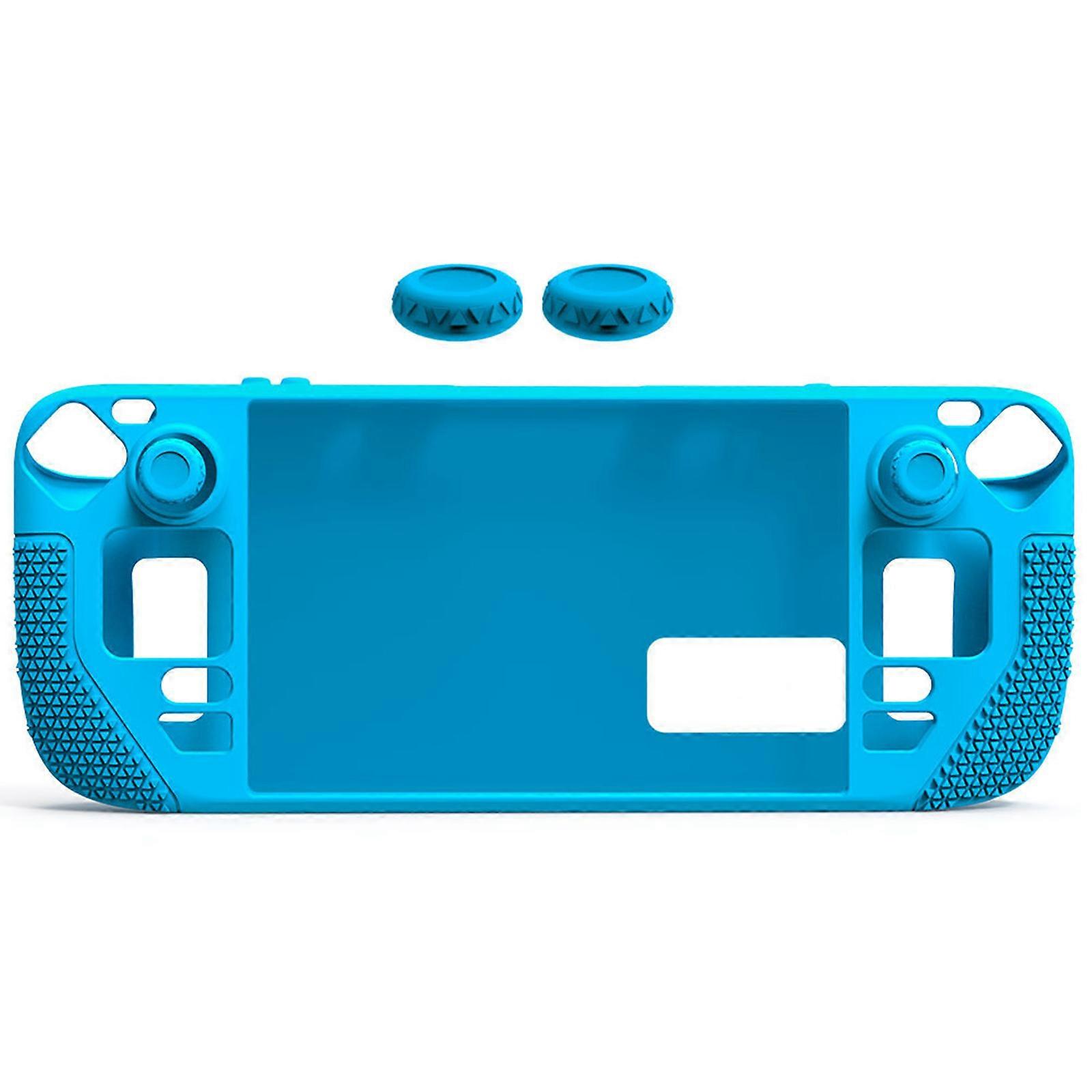 Protective Cover for Shell For Steam Deck Game Console Protective for Case Soft Silicone Protective Cover with 2 Joystic  Blue