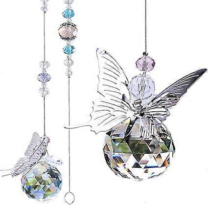 1 piece butterfly crystal ball prism, rainbow making hanging, enhance home decoration effect
