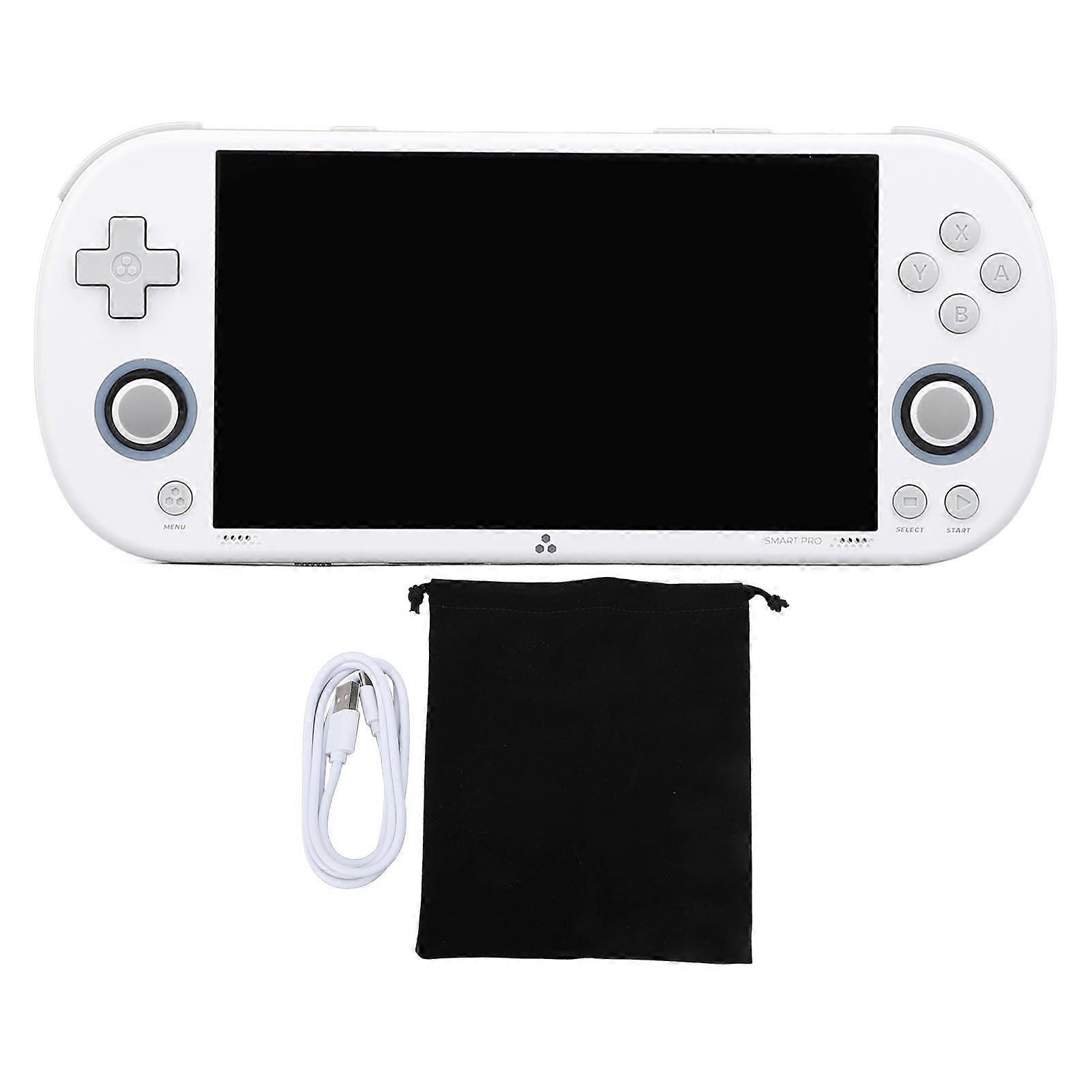 Handheld Game Console 4.96 Inch IPS Screen 9000+ Games Built in 64G Memory Card A133P Processor Support WiFi Multiplayer Online Battle White