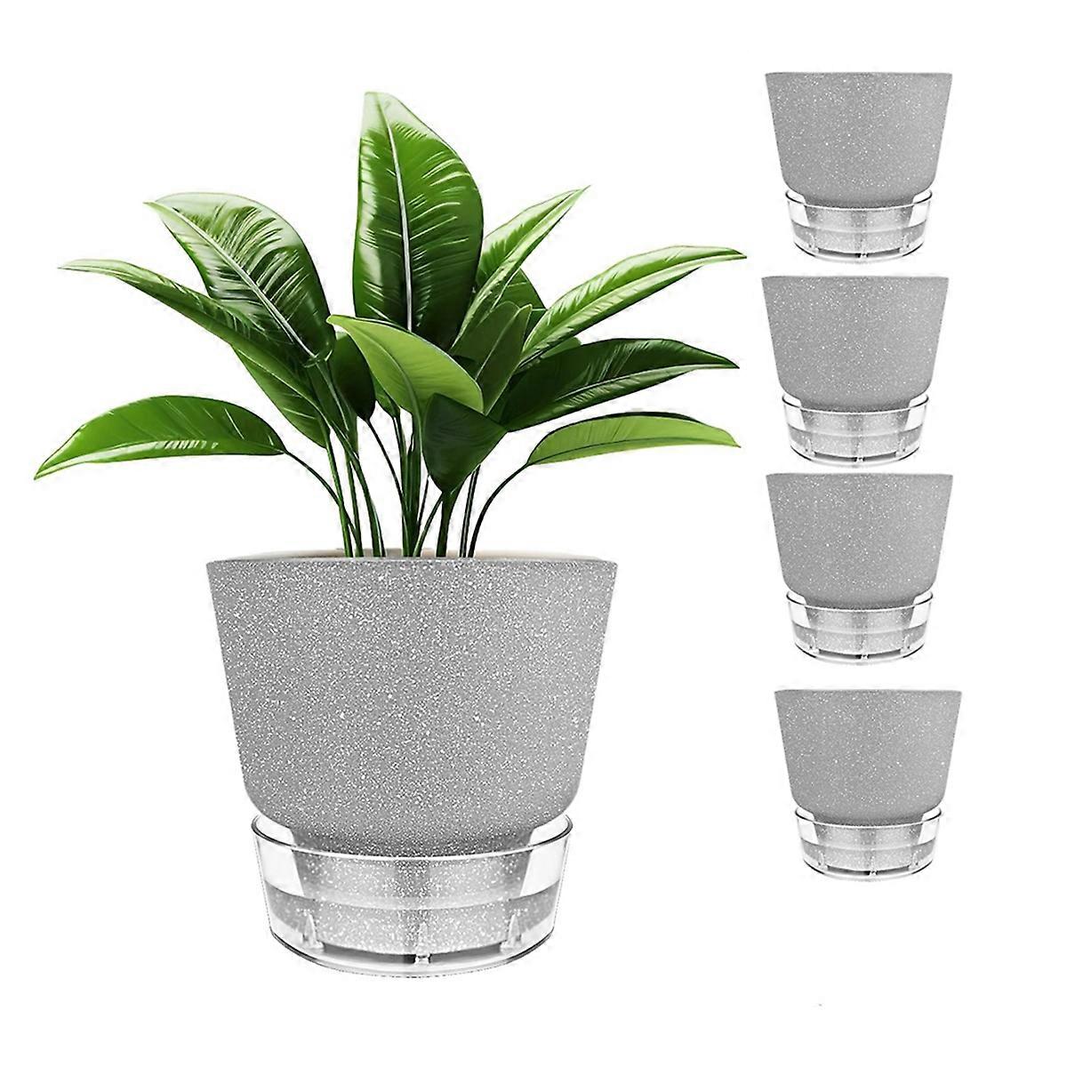 6 Inch Self Watering Plant Pot with Visual Reservoir and Drainage Hole, Planting Pot for Indoor Out