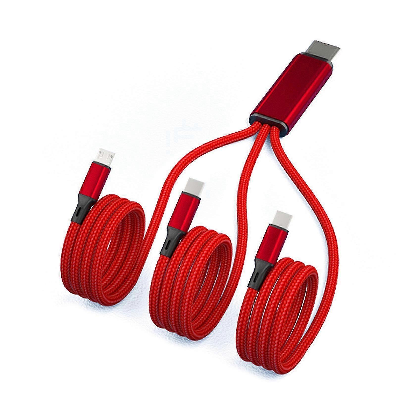 USB C to USB C Micro USB Fast Charging Cable for Phone-1.2m-Red