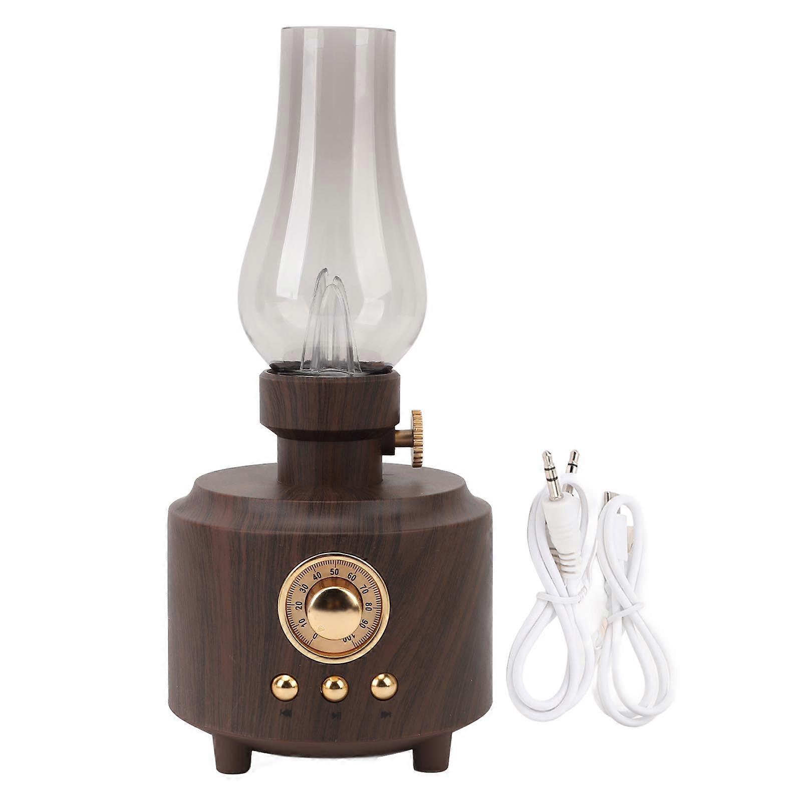 Vintage Bluetooth Speaker & Table Lamp with USB, AUX, Memory Card Input - Wood Grain