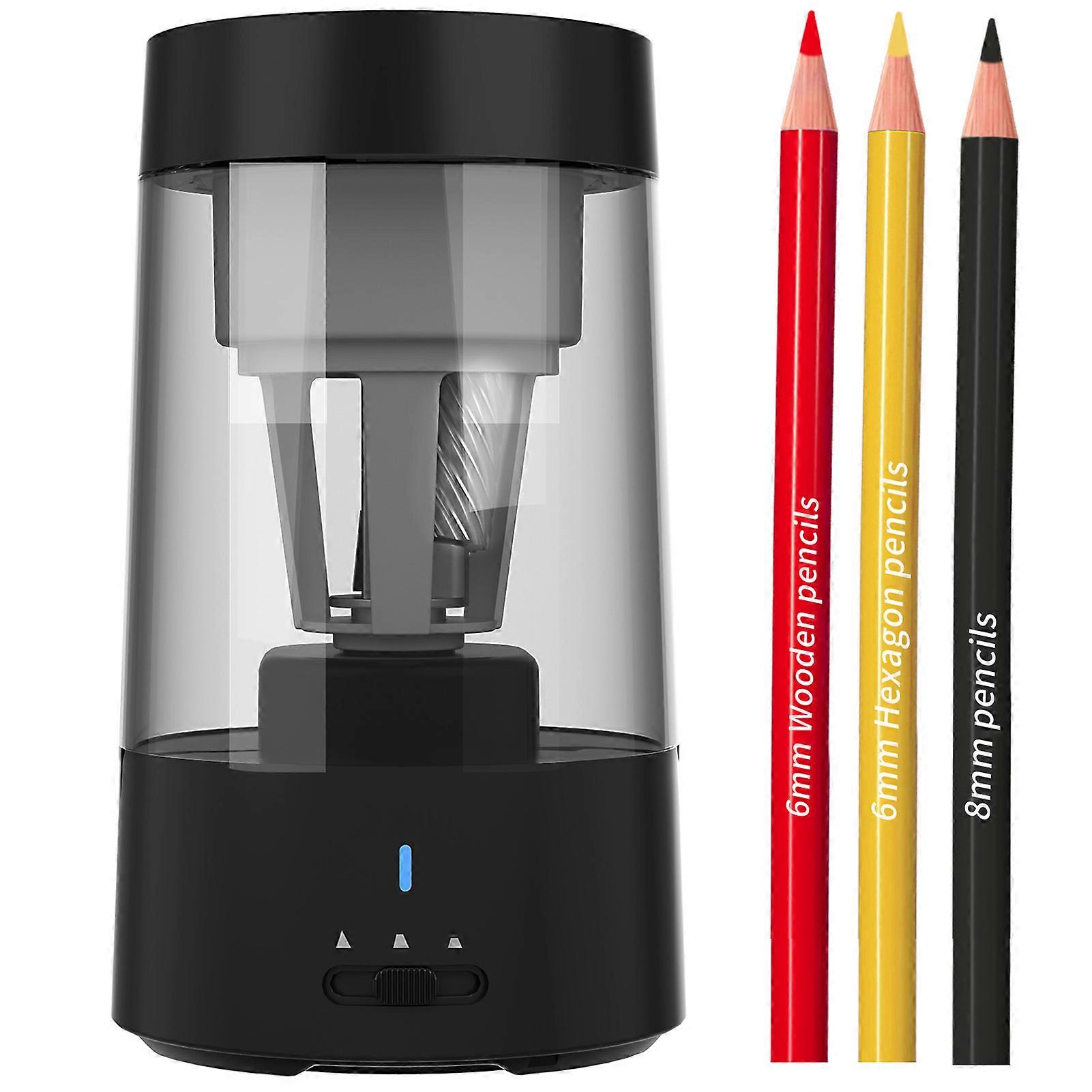 Automatic Electric Pencil Sharpener Portable Battery Powered for 6-8mm Pencil Support Hexagonal/ Triangular/ Round pencils   Fast Sharpen for Student