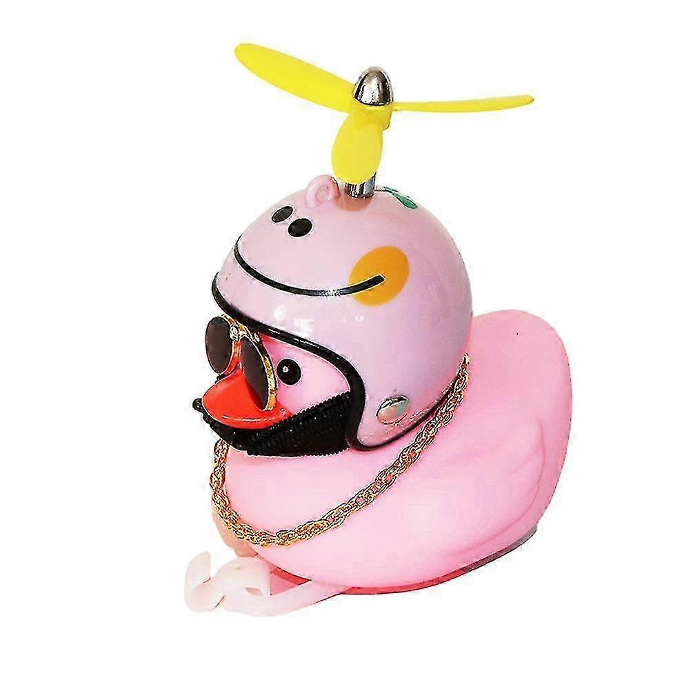 Cool Glasses Duck With Propeller Helmet and Gold Chain Car Dashboard Decorations for Vehicle Ornaments