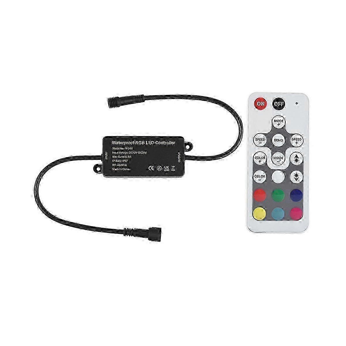 RGB LED Dimmer Controller 12-24V for Color Light Bar - Black