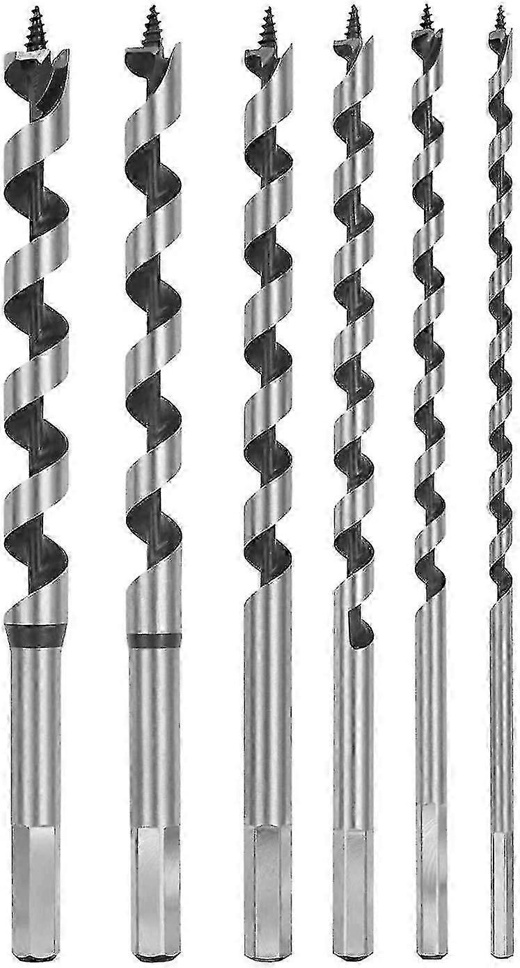 Auger Wood Drill Bit Set - 6-16mm Hex Shank Extra Long Twist Bits