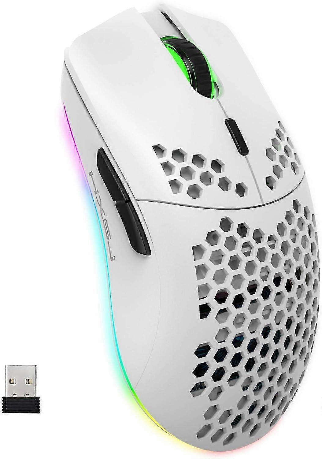 Wireless Gaming Mouse, 2.4G Honeycomb Shell Ergonomic RGB Mice with 750mAh Rechargeable for Windows, Mac OS 2025