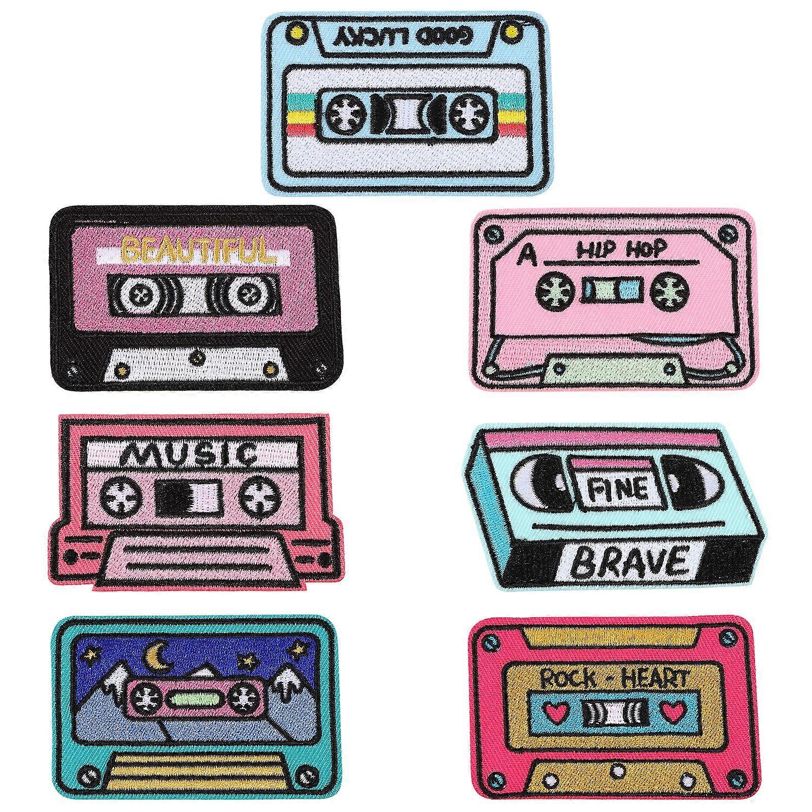 7Pcs Tape Shaped Clothes Patches Delicate Pattern Iron On Patches Compact Hat Patches Hat Supply