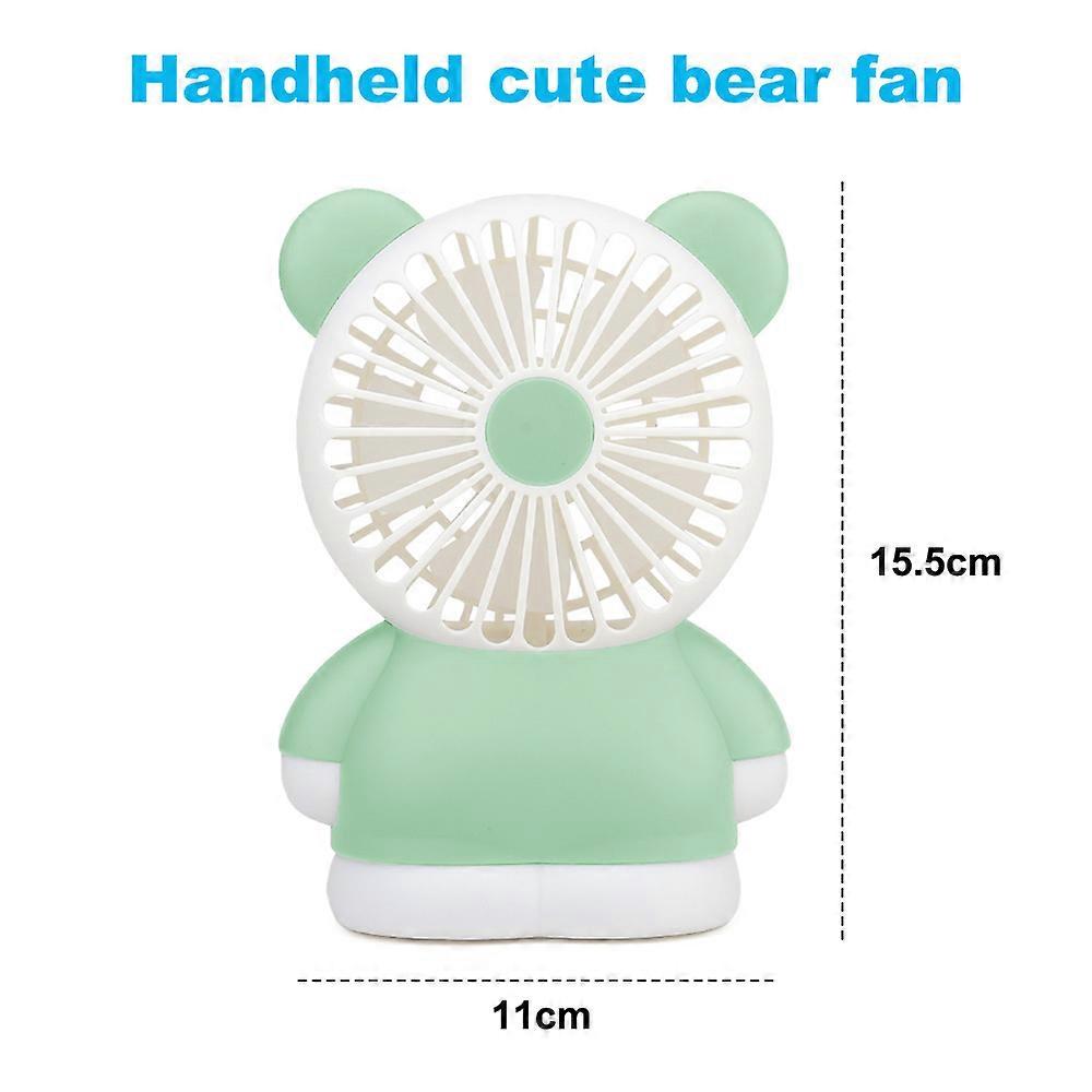 Cute Bear Light Charging Fan Learning Office Desktop Fan-Green