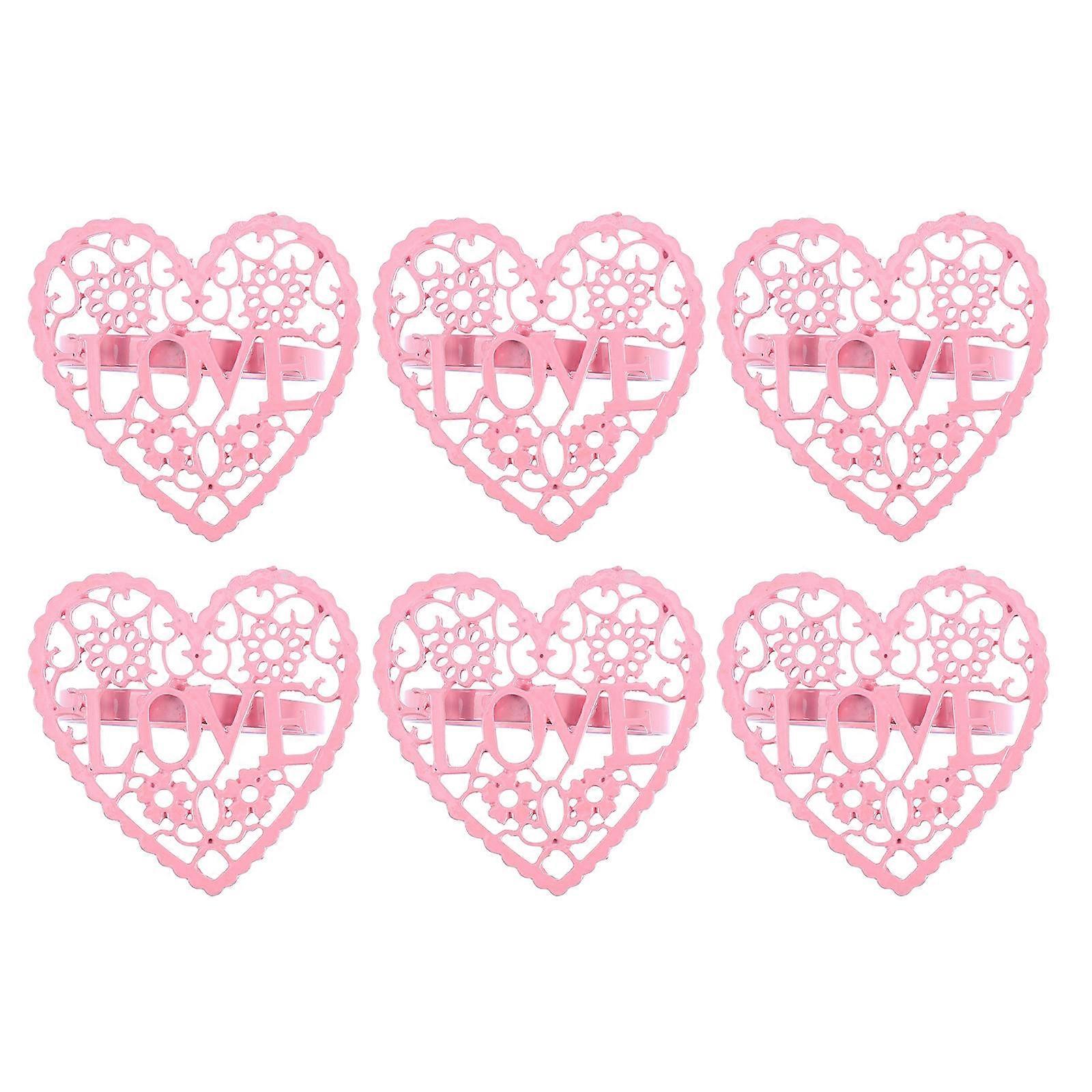 6 Pcs Napkin Rings with Heart Design Decorative Napkin Clasp