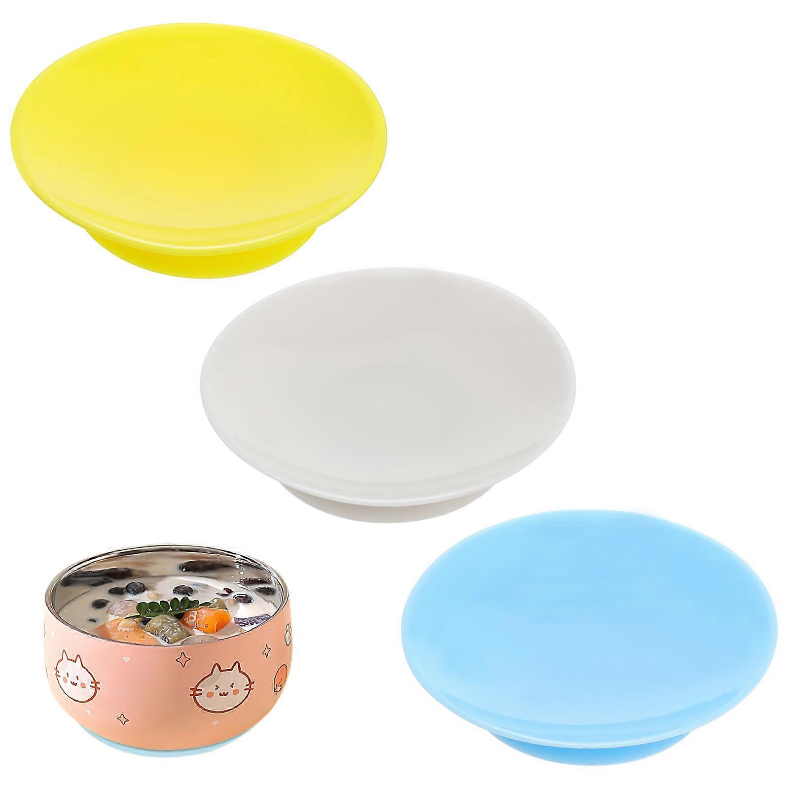 3pcs Double Sided Suction Cup Plates Silicone Tableware Sucker Pad Slip Proof Utensil Rest Bowl Durable Easy Clean Versatile Dining Meals
