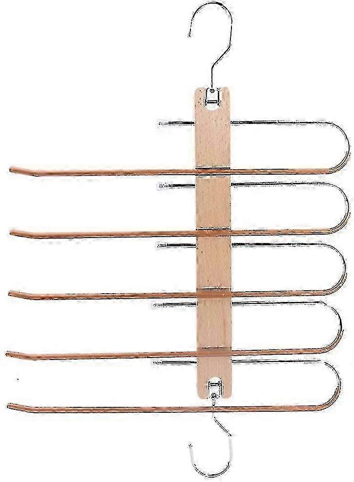 5-in-1 Rotating Wooden Trousers Hanger, Space Saver Non-Slip Multi-Use for Jeans Skirts Scarf hwy